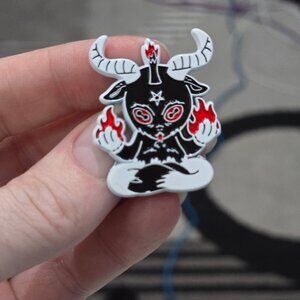 Killstar ✦ Hottie Enamel Pin ✦ Occult Kawaii Baphomet Flame Graphic OS